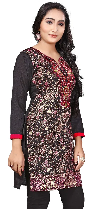 Stunning Black Short Kurti for Women – Buy Indian Kurta Online