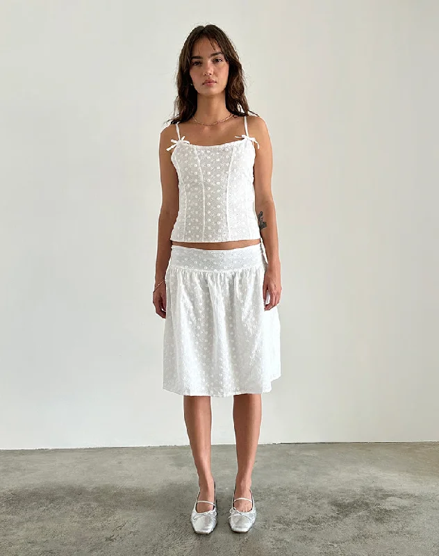 Tasma Corset Top in Woven Broderie White