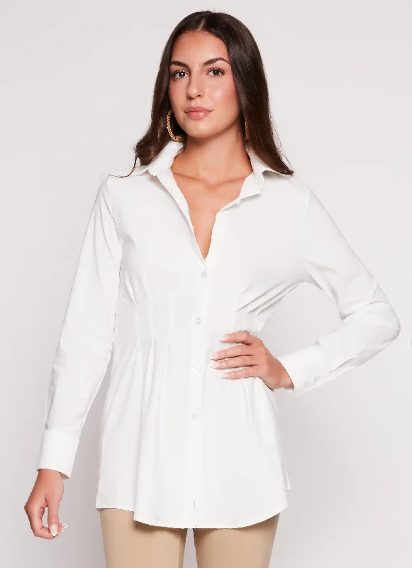 Haute Monde Pleated Waist Button Front Shirt