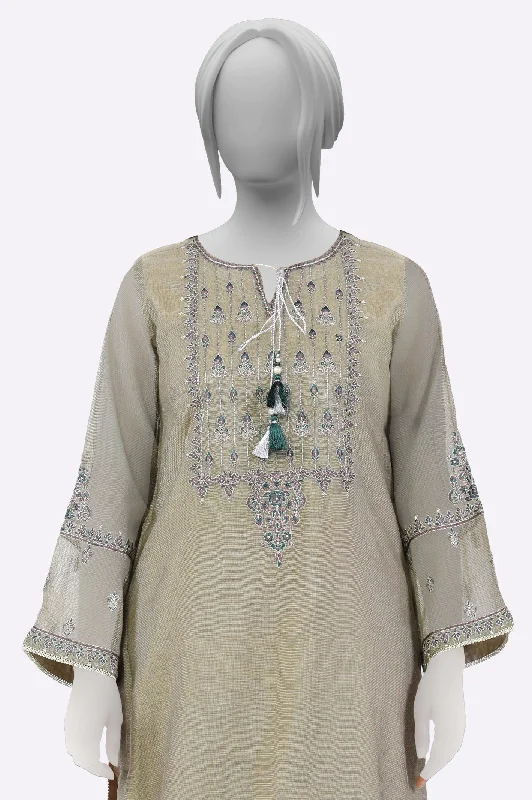 Brown Embroidered Kurti