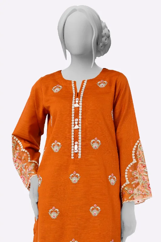 Rust Embroidered Kurti