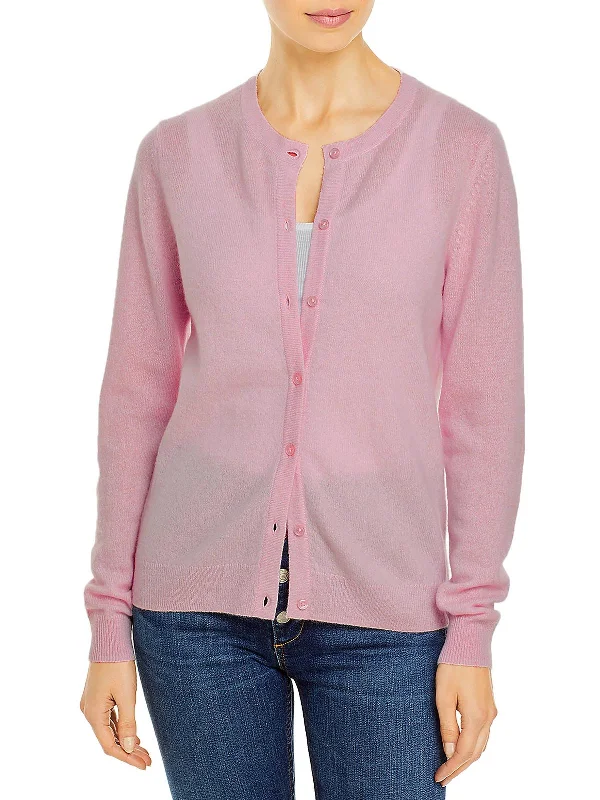 Womens Button-Down Crewneck Cardigan Sweater