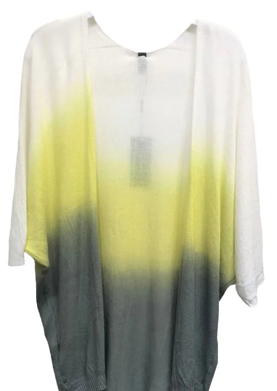 Women's Dip Dye Light Weight Knit Cardigan In White/yellow