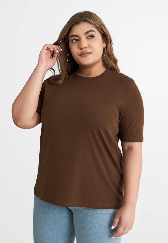 Cleo Premium Cotton Short Sleeve Tshirt - Dark Brown