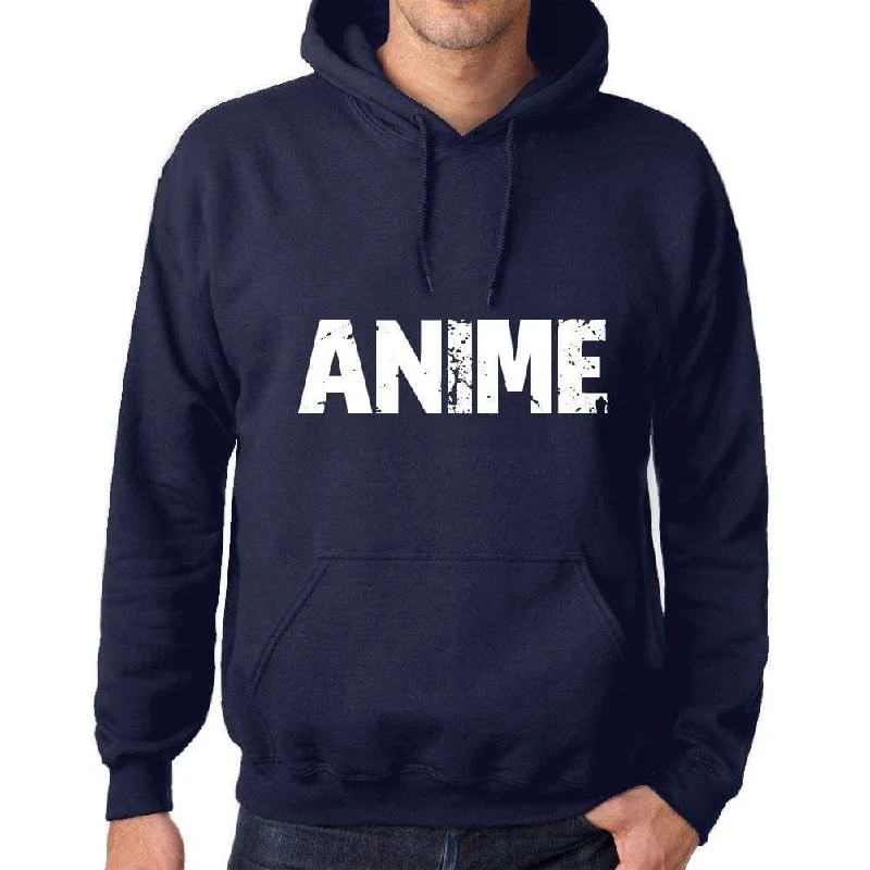 Unisex Printed Graphic Cotton Hoodie Popular Words ANIME French Navy