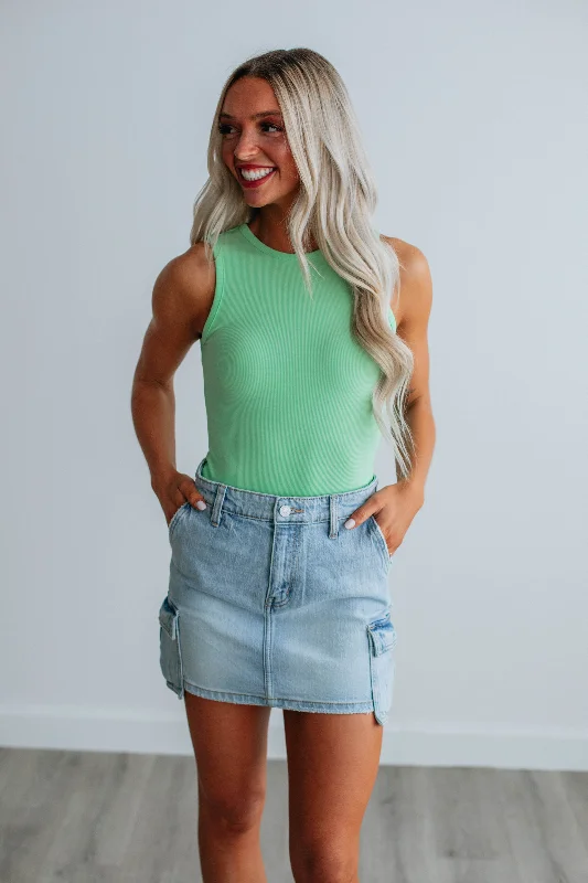 April Ribbed Bodysuit - Keylime