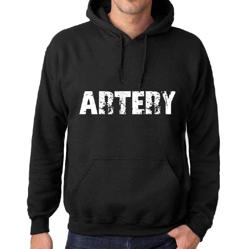 Men's Women's Unisex Printed Graphic Cotton Hoodie Soft Heavyweight Hooded Sweatshirt Pullover Popular Words ARTERY Deep Black