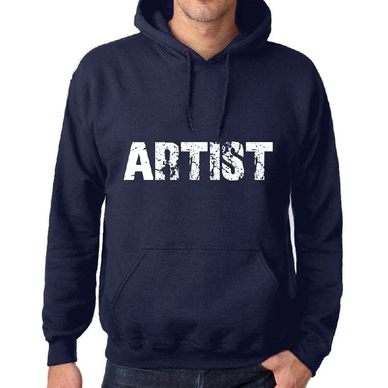 Unisex Printed Graphic Cotton Hoodie Popular Words ARTIST French Navy