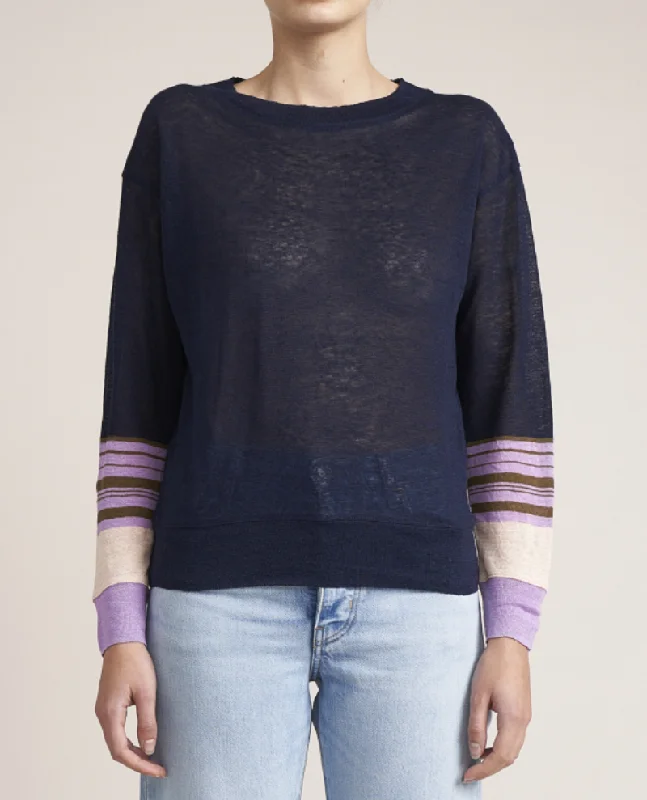 Bellerose Senia Navy Lilac Stripe Linen Knit