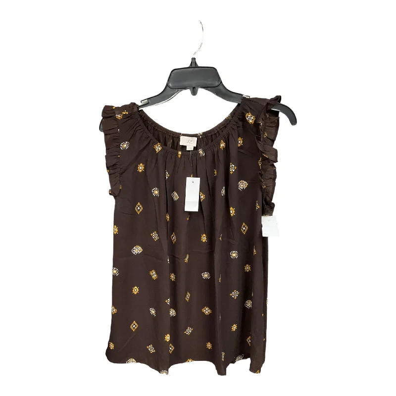 Brown Blouse Sleeveless Loft, Size L