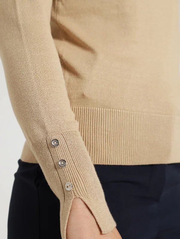 Button Cuff Polo Pullover - Stone