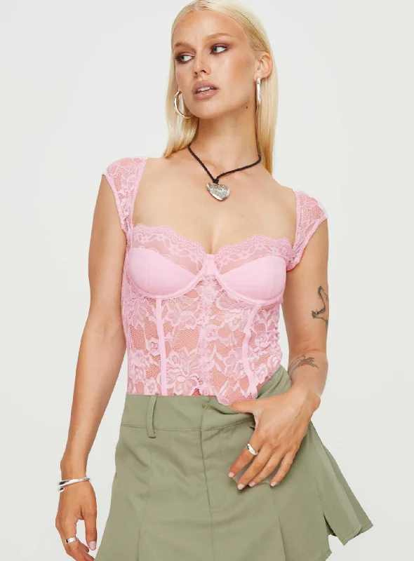 Cadrot Lace Bodysuit Pink