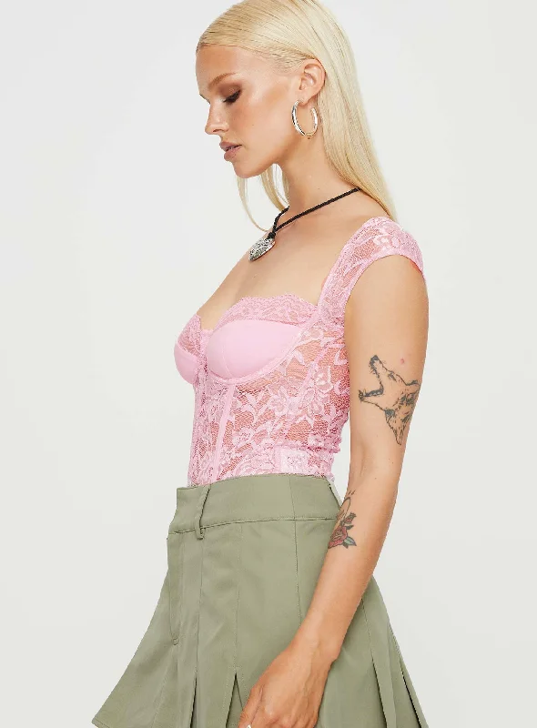 Cadrot Lace Bodysuit Pink