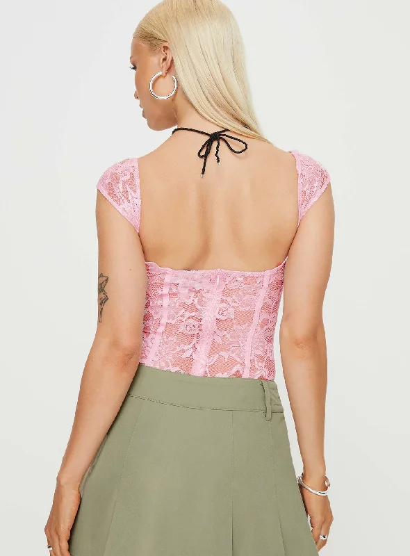 Cadrot Lace Bodysuit Pink