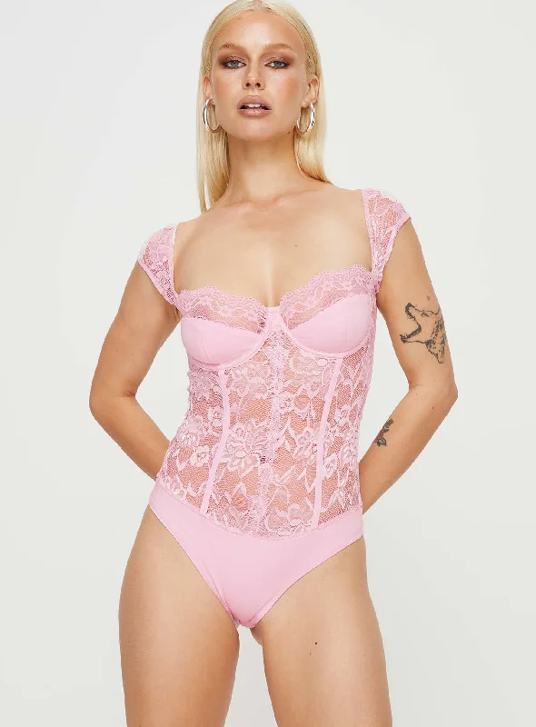 Cadrot Lace Bodysuit Pink