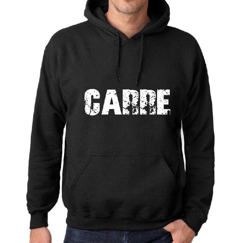 Men's Women's Unisex Printed Graphic Cotton Hoodie Soft Heavyweight Hooded Sweatshirt Pullover Popular Words CARRE Deep Black