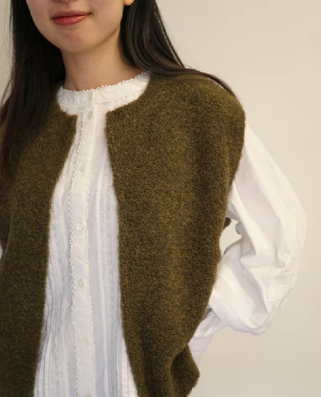 Des Petits Hauts Achille Khaki Sleeveless Cardigan