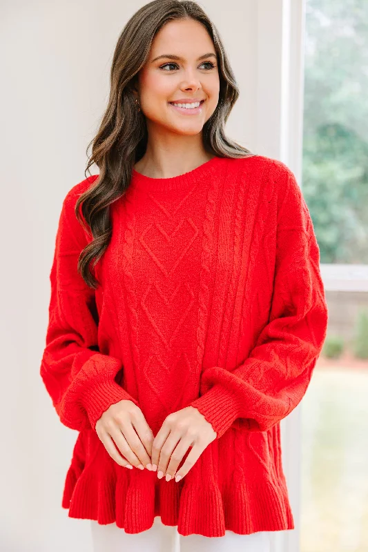 Easy Decisions Red Ruffled Sweater