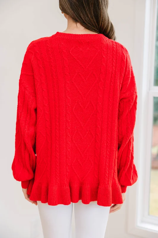 Easy Decisions Red Ruffled Sweater