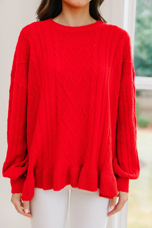 Easy Decisions Red Ruffled Sweater