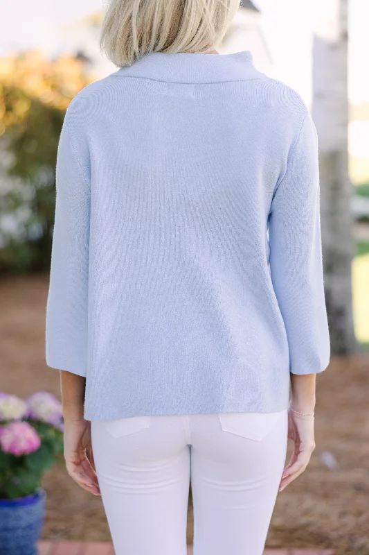 Fate: Feeling Fine Light Blue Mock Neck Sweater