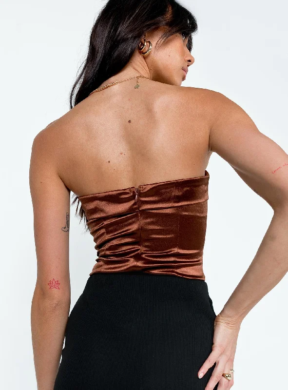 Finley Strapless Bodysuit Brown