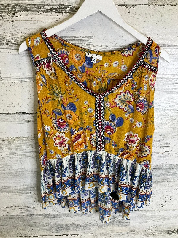 Floral Print Top Sleeveless Clothes Mentor, Size M