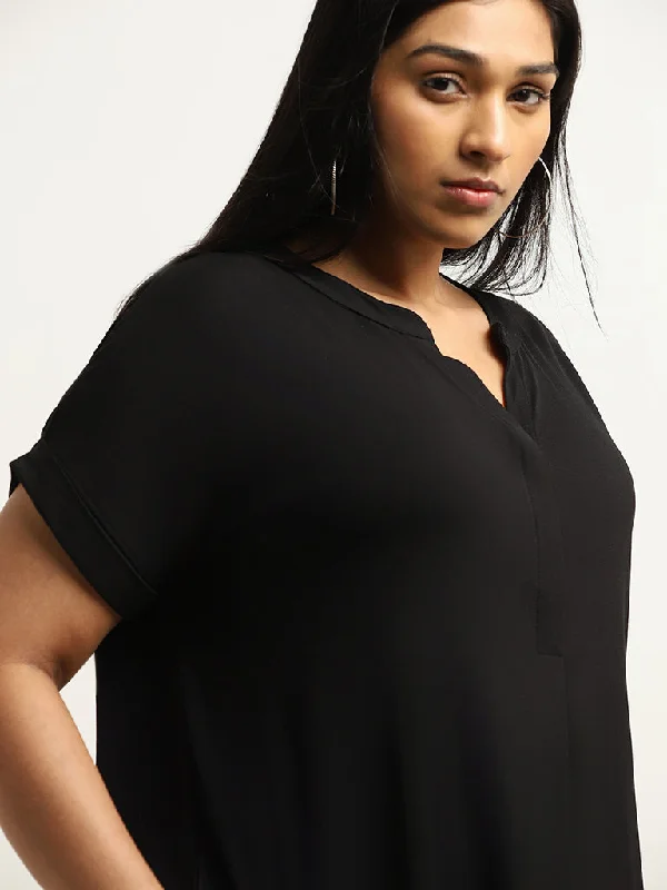 Gia Black Solid Cotton Top