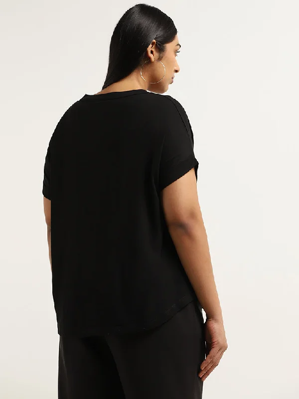 Gia Black Solid Cotton Top