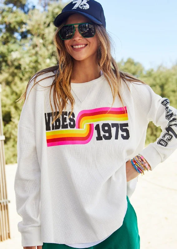 Hammill + Co Vibes Waffle L/S Top White