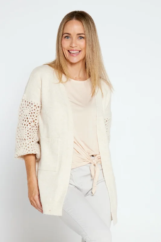 Hayley Wool Blend Knit Cardi - Cream