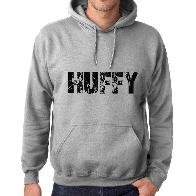 Unisex Printed Graphic Cotton Hoodie Popular Words HUFFY Grey Marl