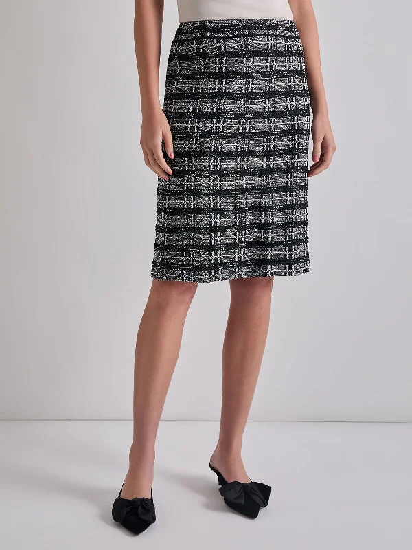 Knee-Length Tweed Knit Pencil Skirt