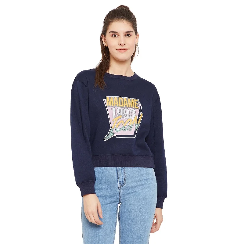 Madame  Navy Printed Sweatshirt