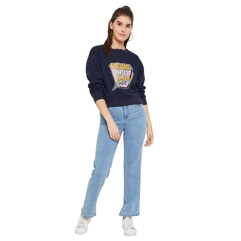 Madame  Navy Printed Sweatshirt