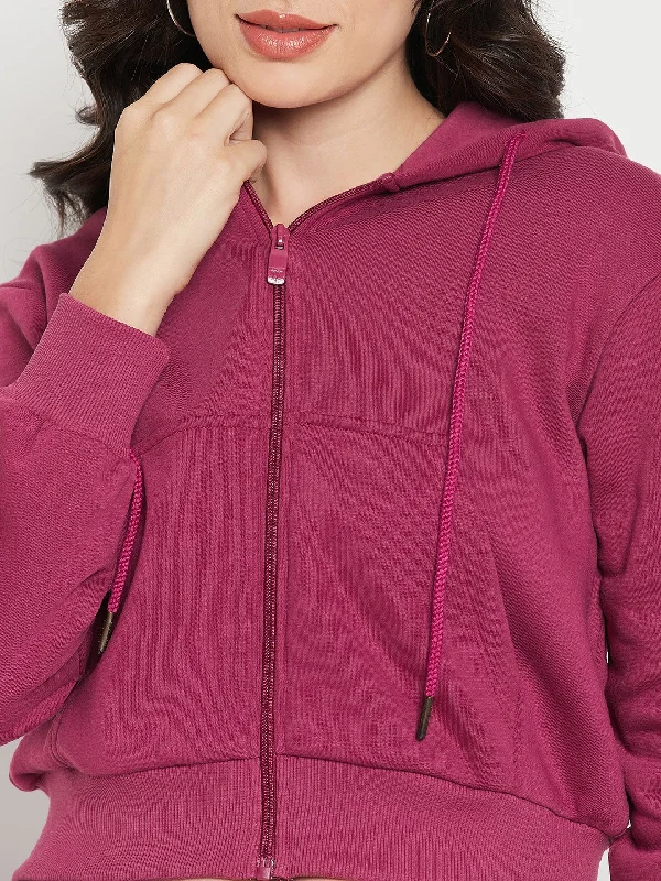 Madame Fuschia Hood Neck Sweatshirt