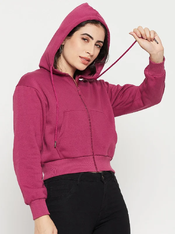 Madame Fuschia Hood Neck Sweatshirt