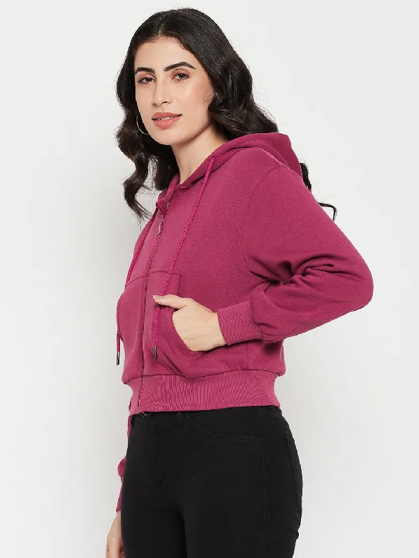 Madame Fuschia Hood Neck Sweatshirt