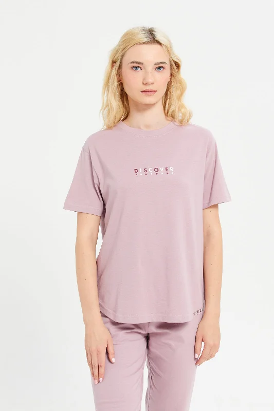 Women Mauve Printed Active T-Shirt