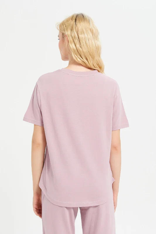 Women Mauve Printed Active T-Shirt