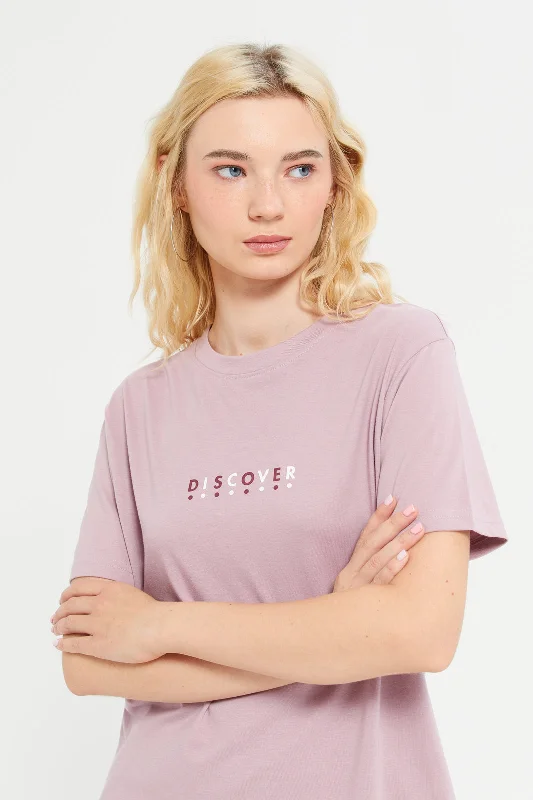 Women Mauve Printed Active T-Shirt