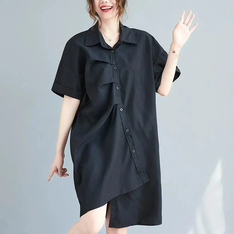 New Irregular Loose And Thin Literary Shirt Dress Women