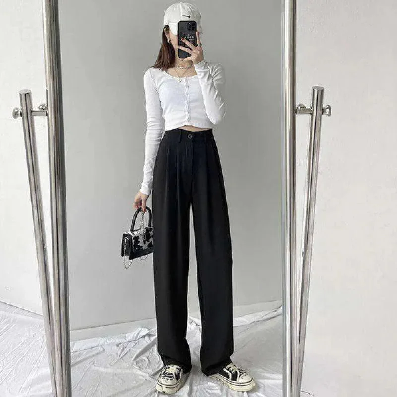 Oversized Women's Drape Suit Pants Loose Straight Leg