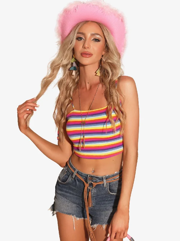 Cami Tube Top Tie Spaghetti Straps Sleeveless Summer Crop Tops