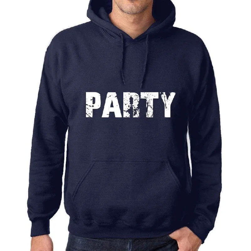 Unisex Printed Graphic Cotton Hoodie Popular Words PARTY French Navy