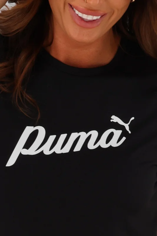 Puma ESS + Blossom Script Tee Black