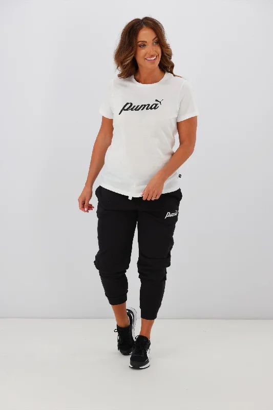 Puma ESS + Blossom Script Tee White