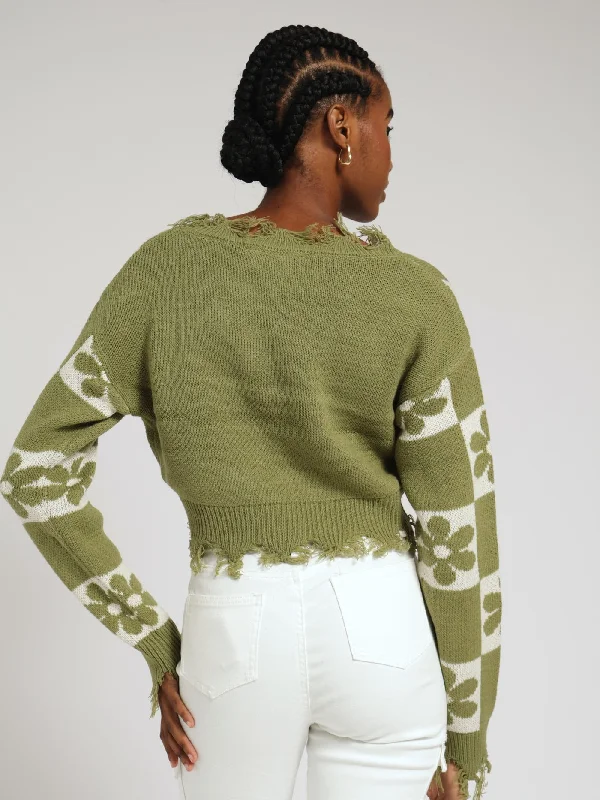 Ragged Knit Top - Fatigue