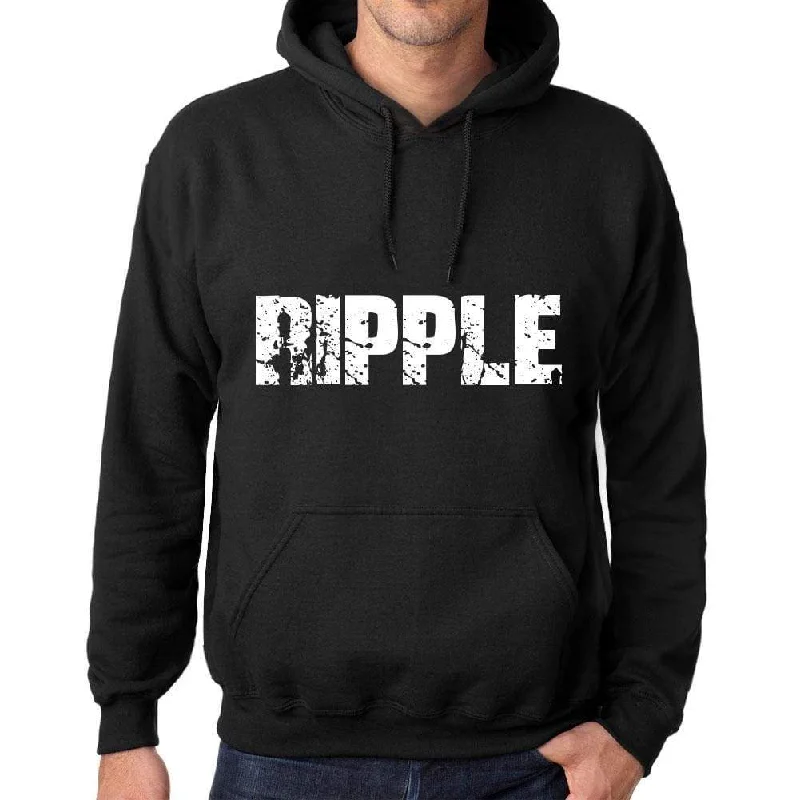 Men's Women's Unisex Printed Graphic Cotton Hoodie Soft Heavyweight Hooded Sweatshirt Pullover Popular Words RIPPLE Deep Black