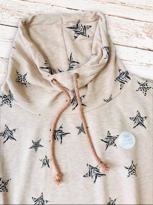 Star Print Funnel Neck Top